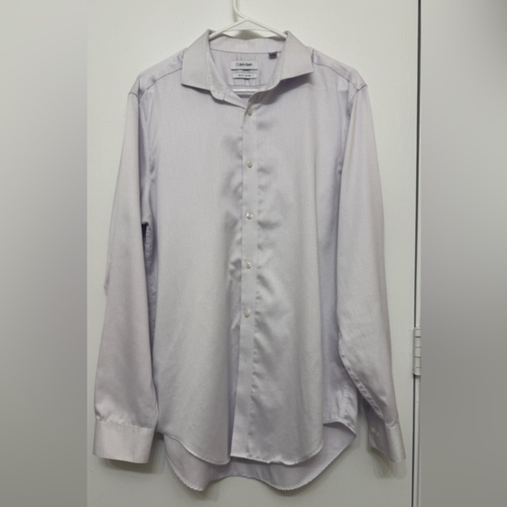 Calvin Klein Light Purple Dress Shirt long sleeve Size L 100% Cotton